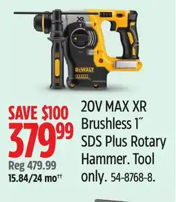 Canadian Tire 20V MAX XR Brushless 1˝ SDS Plus Rotary Hammer. Tool only offer