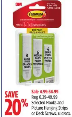 Canadian Tire Command Selected Hooks and Picture Hanging Strips or Deck Screws offer