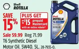 Canadian Tire Shell Rotella T6 Synthetic Diesel Motor Oil. 5W40. 5L offer