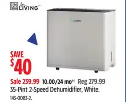 Canadian Tire For Living 35-Pint 2-Speed Dehumidifier offer