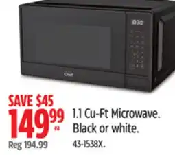 Canadian Tire MasterChef 1.1 Cu-Ft Microwave. Black or white offer