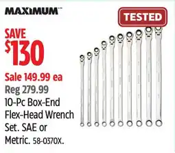 Canadian Tire 10-Pc Box-End Flex-Head Wrench Set. SAE or Metric offer