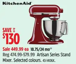 Canadian Tire Kitchenaid Artisan Series Stand Mixer. Selected colours offer