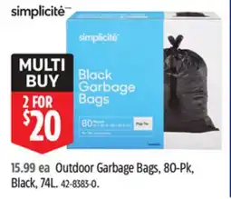 Canadian Tire Outdoor Garbage Bags, 80-Pk, Black, 74L offer