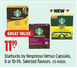 Canadian Tire Starbucks by Nespresso Vertuo Capsules, 8 or 10-Pk. Selected flavours offer