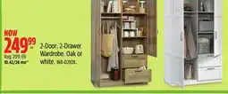 Canadian Tire Sauder 2-Door, 2-Drawer Wardrobe. Oak or white offer