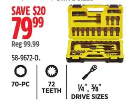 Canadian Tire 70-PC 72 TEETH ¼ , ⅜ DRIVE SIZES offer