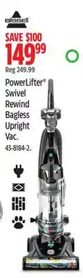 Canadian Tire Bissell PowerLifter Swivel Rewind Bagless Upright Vac offer