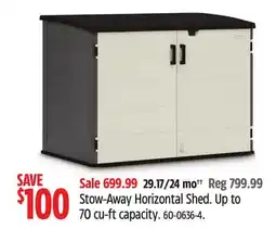 Canadian Tire Suncast Stow-Away Horizontal Shed offer