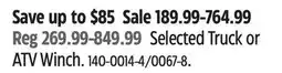 Canadian Tire Warn Selected Truck or ATV Winch offer