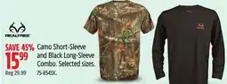 Canadian Tire Realtree Camo Short-Sleeve and Black Long-Sleeve Combo. Selected sizes offer