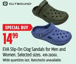Canadian Tire EVA Slip-On Clog Sandals for Men and Women. Selected sizes offer