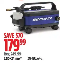 Canadian Tire SIMONIZ 1750 PSI 1.8 GPM Wheeled Electric Pressure Washer with Foam Blaster offer