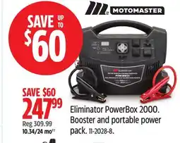 Canadian Tire Motomaster Eliminator PowerBox 2000. Booster and portable power pack offer