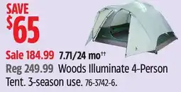 Canadian Tire Woods Illuminate 4-Person Tent. 3-season use offer