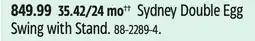 Canadian Tire Canvas Sydney Double Egg Swing with Stand offer