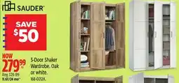 Canadian Tire Sauder3-Door Shaker Wardrobe offer