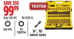 Canadian Tire Stanley 122-PC 72 TEETH ¼ , ⅜ DRIVE SIZES offer