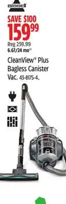 Canadian Tire CleanView Plus Bagless Canister Vac BISSELL offer