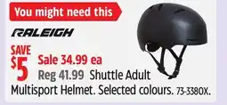 Canadian Tire Raleigh Shuttle Adult Multisport Helmet. Selected colours offer
