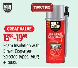 Canadian Tire GREAT STUFF Foam Insulation with Smart Dispenser. Selected types. 340g offer