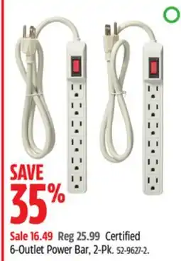 Canadian Tire Certified 6-Outlet Power Bar, 2-Pk offer