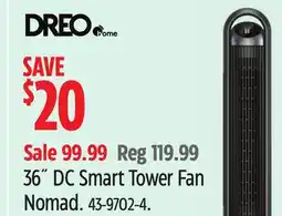 Canadian Tire DREO 36˝ DC Smart Tower Fan Nomad offer
