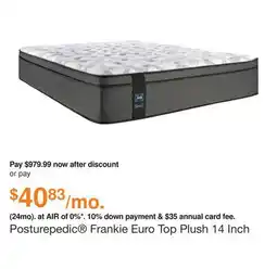 Ashley Furniture Posturepedic Frankie Euro Top Plush 14 Inch Mattress, Size: Queen by Sealy offer