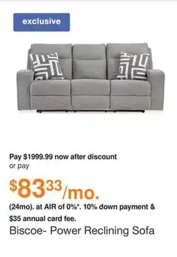 Ashley Furniture Biscoe- Power Reclining Sofa with Adjustable Headrest in Grey, Performance Fabric by Ashley offer