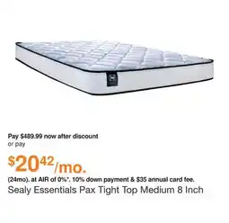 Ashley Furniture Sealy Essentials Pax Tight Top Medium 8 Inch Mattress, Size: Queen offer