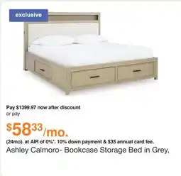 Ashley Furniture Ashley Calmoro- Bookcase Storage Bed in Grey, Size: Queen offer