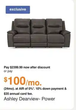 Ashley Furniture Ashley Dearview- Power Reclining Sofa in Grey, Leather offer