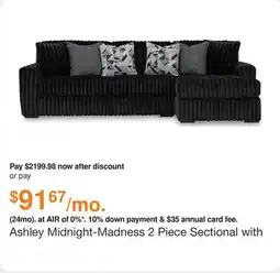 Ashley Furniture Ashley Midnight-Madness 2 Piece Sectional with Chaise in Onyx, Fabric offer
