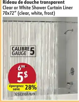 Sushi Shop Clear or White Shower Curtain Liner 70x72 (clear, white, frost) offer