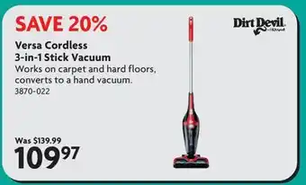 Home Hardware Versa Cordless 3-in-1 Stick Vacuum offer