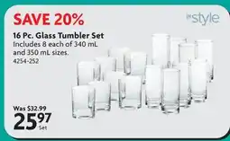 Home Hardware 16 Pc. Glass Tumbler Set offer