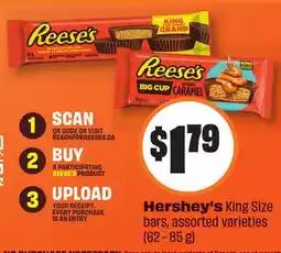 Chalo FreshCo Hershey's King Size bars assorted varieties (62-85 g) offer