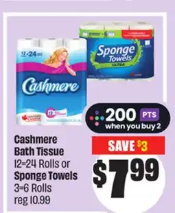 Chalo FreshCo Cashmere Bath Tissue 12 = 24 Rolls or Sponge Towels 3 = 6 Rolls offer