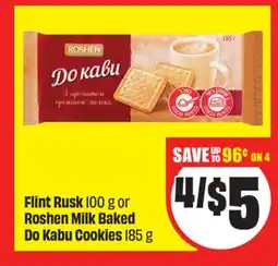 Chalo FreshCo Flint Rusk 100 g or Roshen Milk Baked Do Kabu Cookies 185 g offer