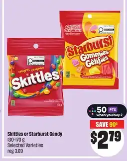 Chalo FreshCo Skittles or Starburst Candy 130-170 g Selected Varieties offer