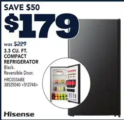 RONA Hisense 3.3 CU. FT. COMPACT REFRIGERATOR offer