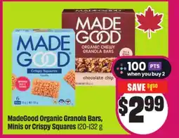 Chalo FreshCo MadeGood Organic Granola Bars, Minis or Crispy Squares 120-132 g offer