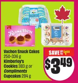 Chalo FreshCo Vachon Snack Cakes 250-336 g Kimberley's Cookies 383 g or Compliments Cupcakes 284 g offer