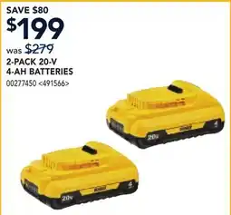RONA DEWALT 2-PACK 20-V 4-AH BATTERIES offer
