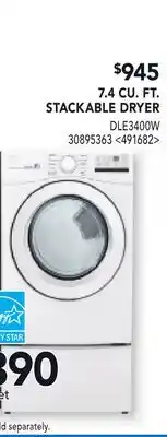 RONA 7.4 CU. FT. STACKABLE DRYER offer