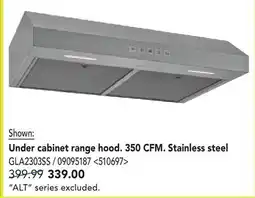 RONA BROAN NUTONE, BROAN DESIGNER and MISTRAL Under cabinet range hood. 350 CFM. Stainless steel offer