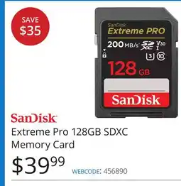 Vistek SanDisk Extreme Pro 128GB SDXC Memory Card offer