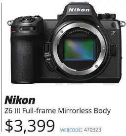 Vistek Nikon Z6 III Full-frame Mirrorless Body offer