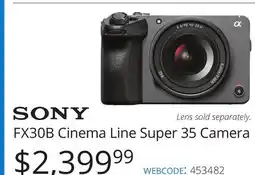 Vistek Sony FX30B Cinema Line Super 35 Camera offer