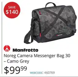 Vistek Manfrotto Noreg Camera Messenger Bag 30 – Camo Grey offer
